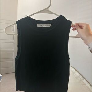 Zara Forest Green Sleeveless Knit Top